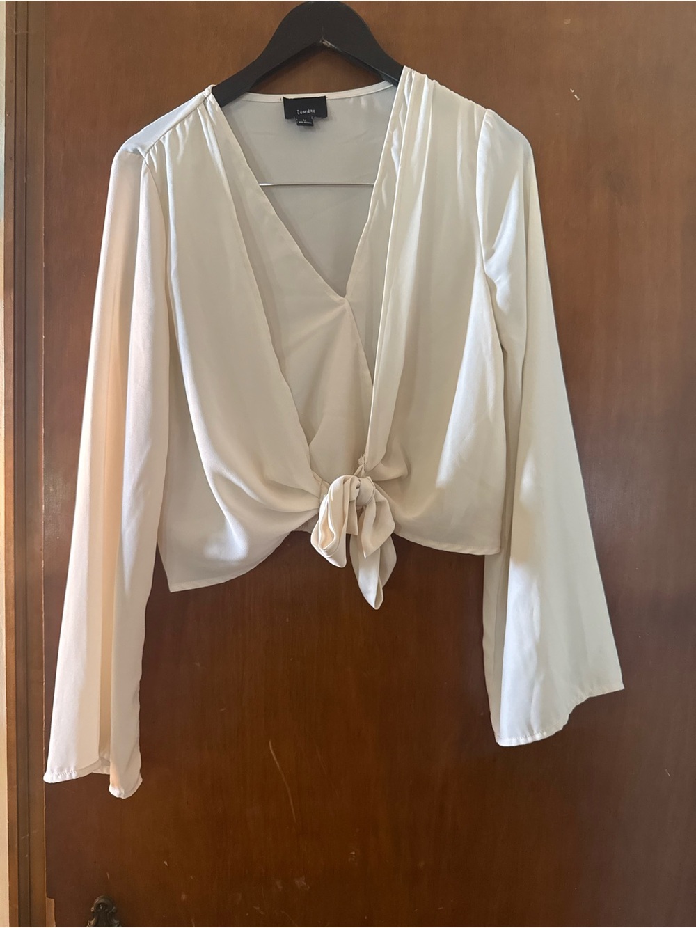 Lumiere Ivory Tie-Front V-Neck Blouse